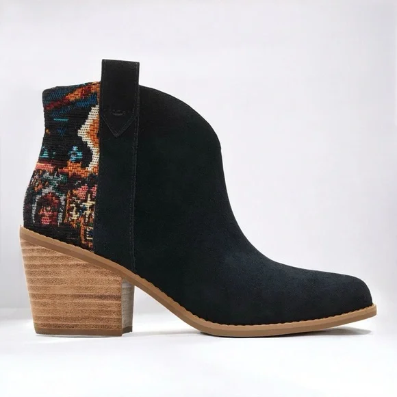 TOMS Constance Western Embroidered Bootie in Black NEW - Picture 1 of 15